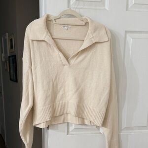 Reformation Cream V-Neck cropped sweater